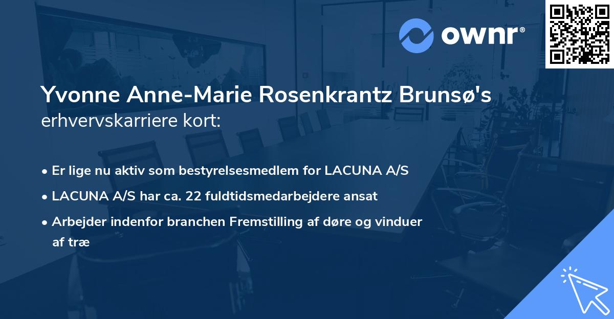 Yvonne Anne-Marie Rosenkrantz Brunsø's erhvervskarriere kort