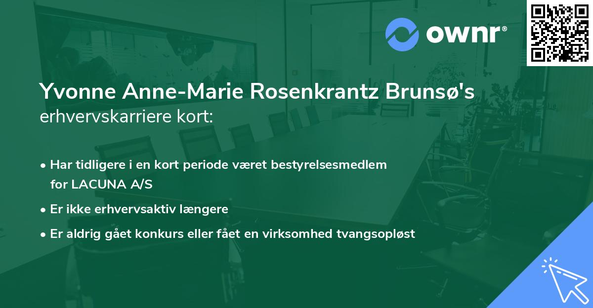 Yvonne Anne-Marie Rosenkrantz Brunsø's erhvervskarriere kort