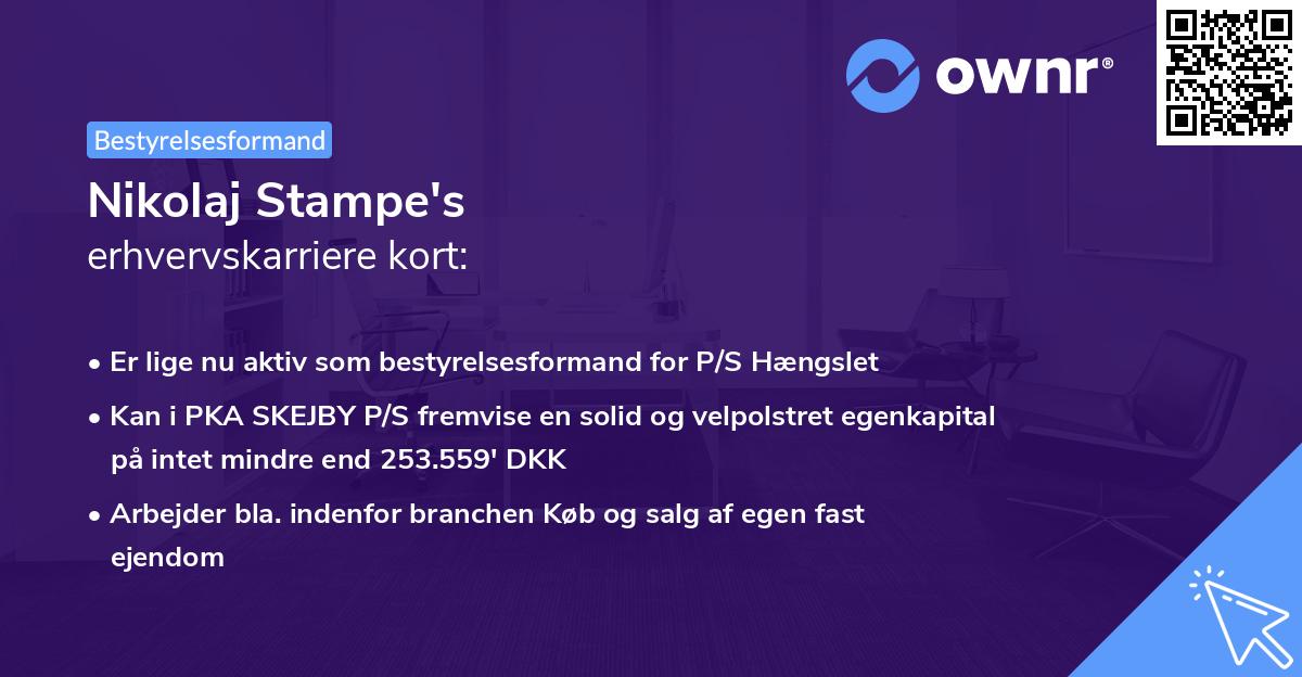 Nikolaj Stampe's erhvervskarriere kort