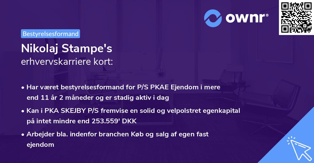 Nikolaj Stampe's erhvervskarriere kort