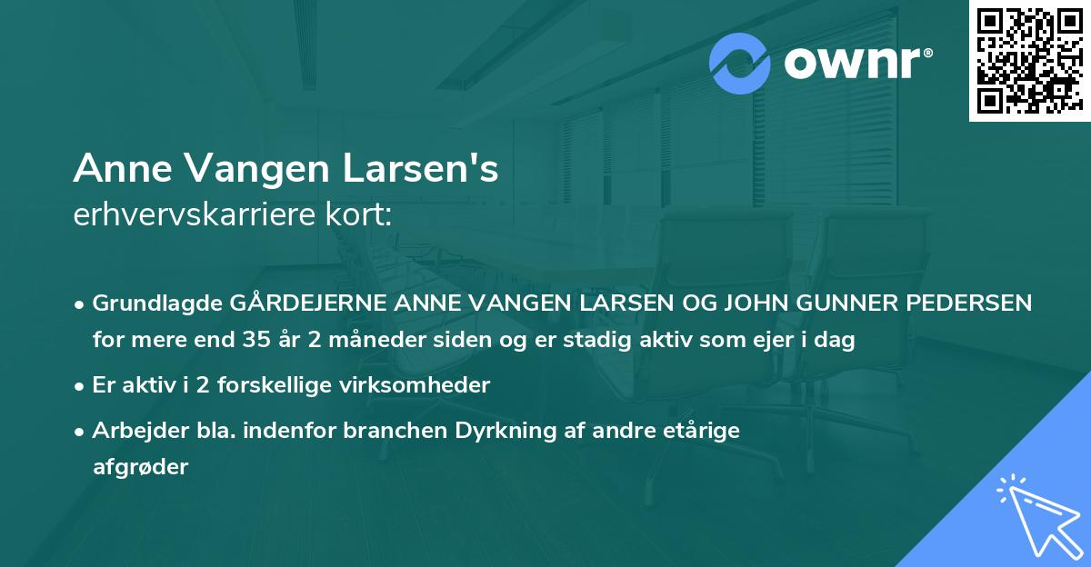 Anne Vangen Larsen's erhvervskarriere kort
