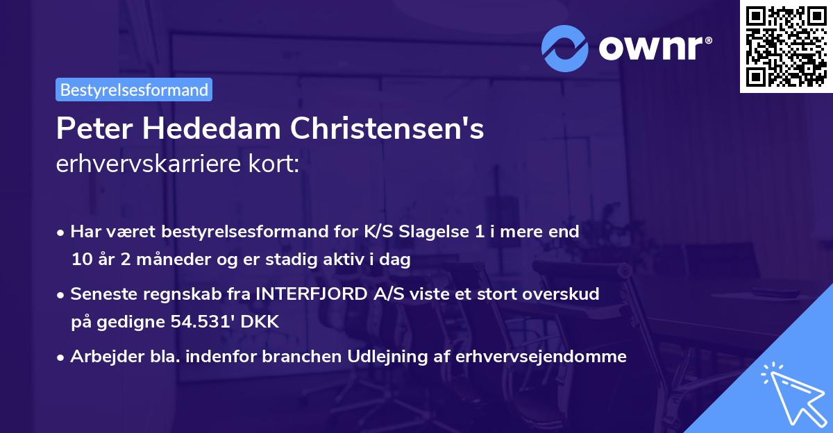 Peter Hededam Christensen's erhvervskarriere kort