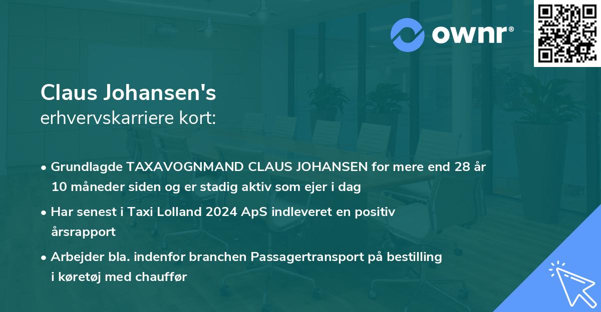Claus Johansen's erhvervskarriere kort