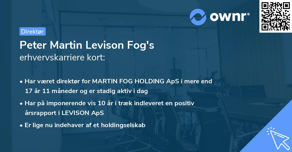 Peter Martin Levison Fog's erhvervskarriere kort