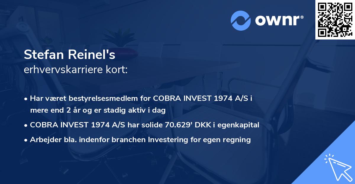 Stefan Reinel's erhvervskarriere kort