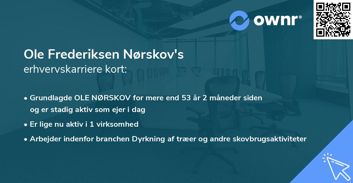 Ole Frederiksen Nørskov's erhvervskarriere kort