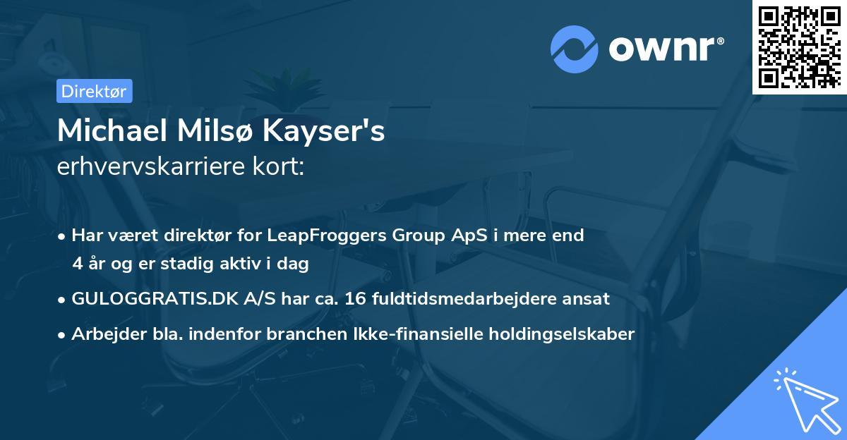 Michael Milsø Kayser's erhvervskarriere kort