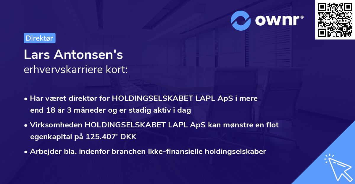 Lars Antonsen's erhvervskarriere kort