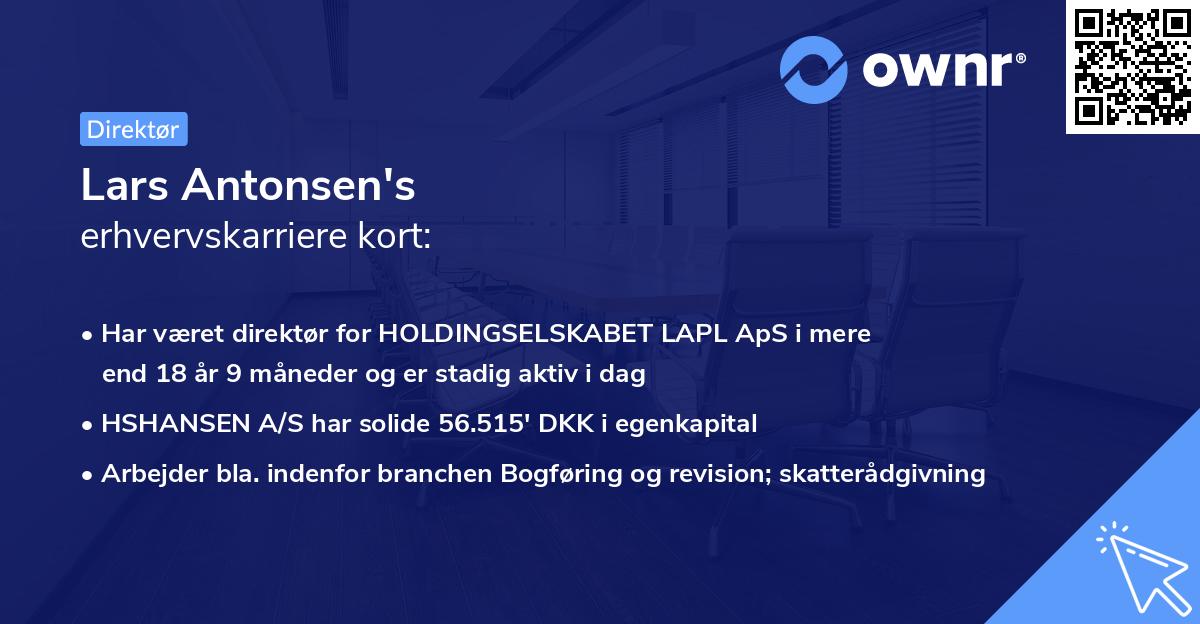 Lars Antonsen's erhvervskarriere kort