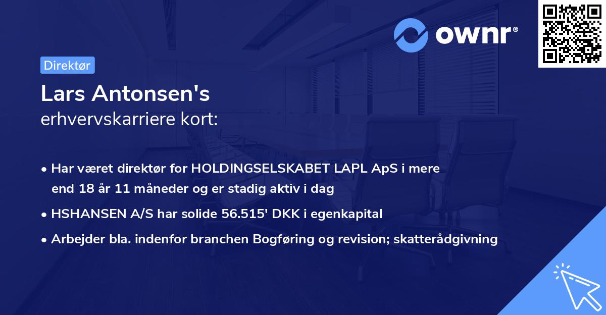 Lars Antonsen's erhvervskarriere kort