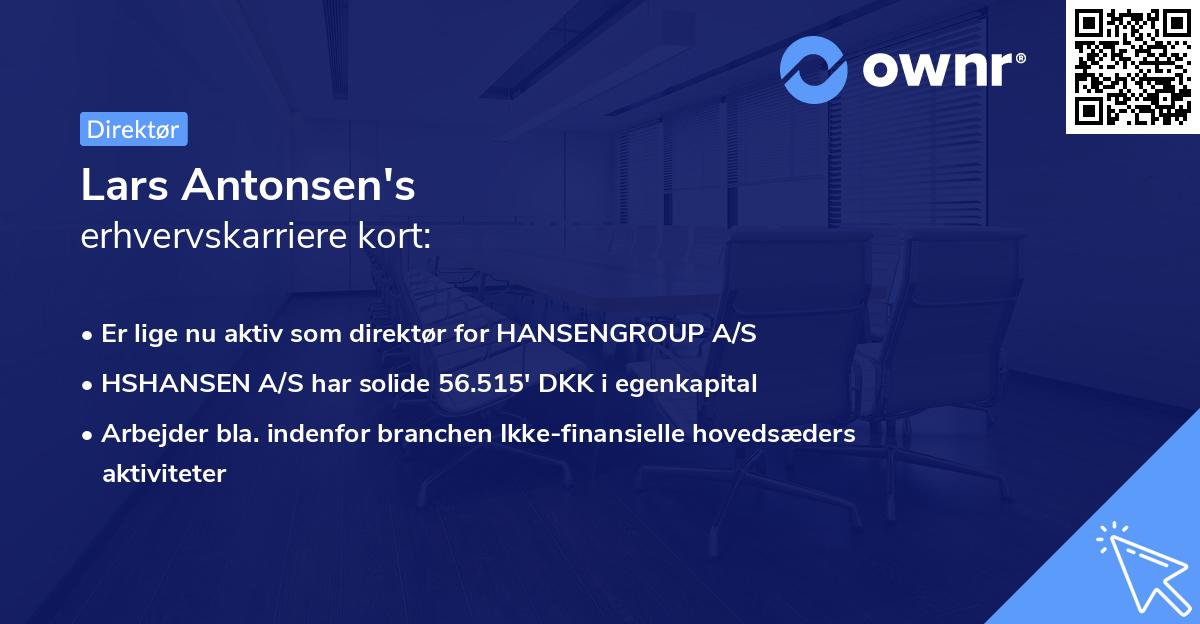Lars Antonsen's erhvervskarriere kort