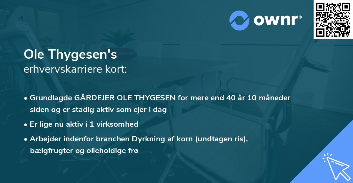 Ole Thygesen's erhvervskarriere kort