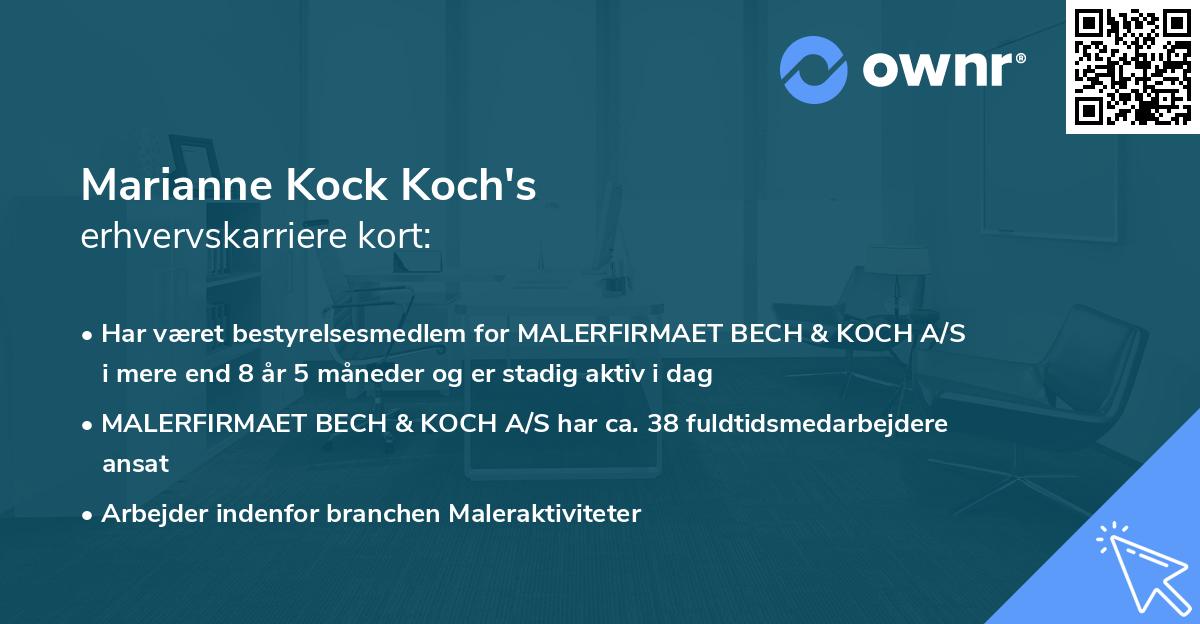 Marianne Kock Koch's erhvervskarriere kort