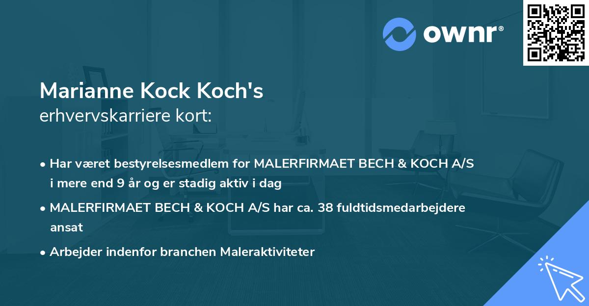 Marianne Kock Koch's erhvervskarriere kort