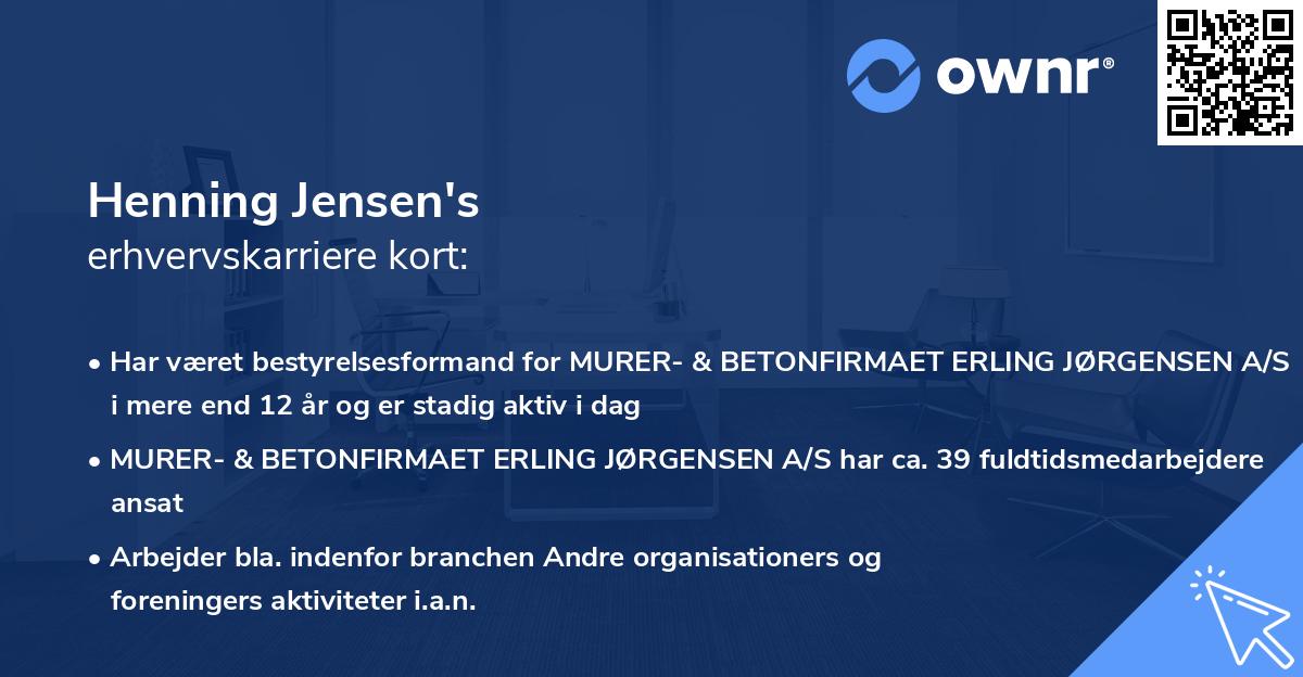 Henning Jensen's erhvervskarriere kort