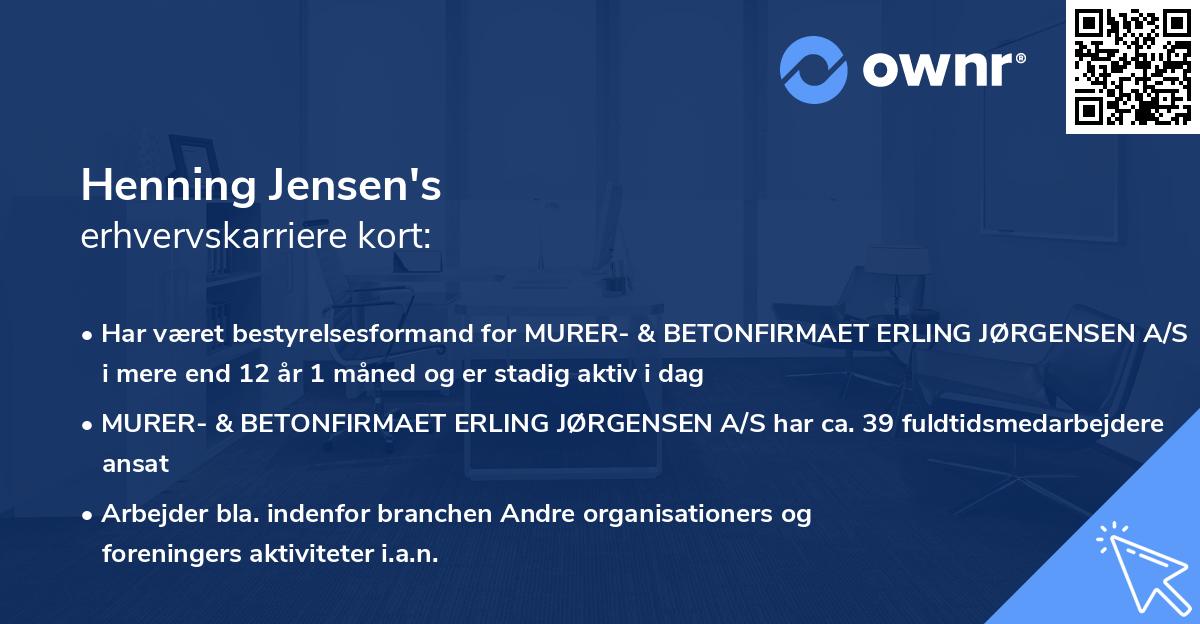 Henning Jensen's erhvervskarriere kort