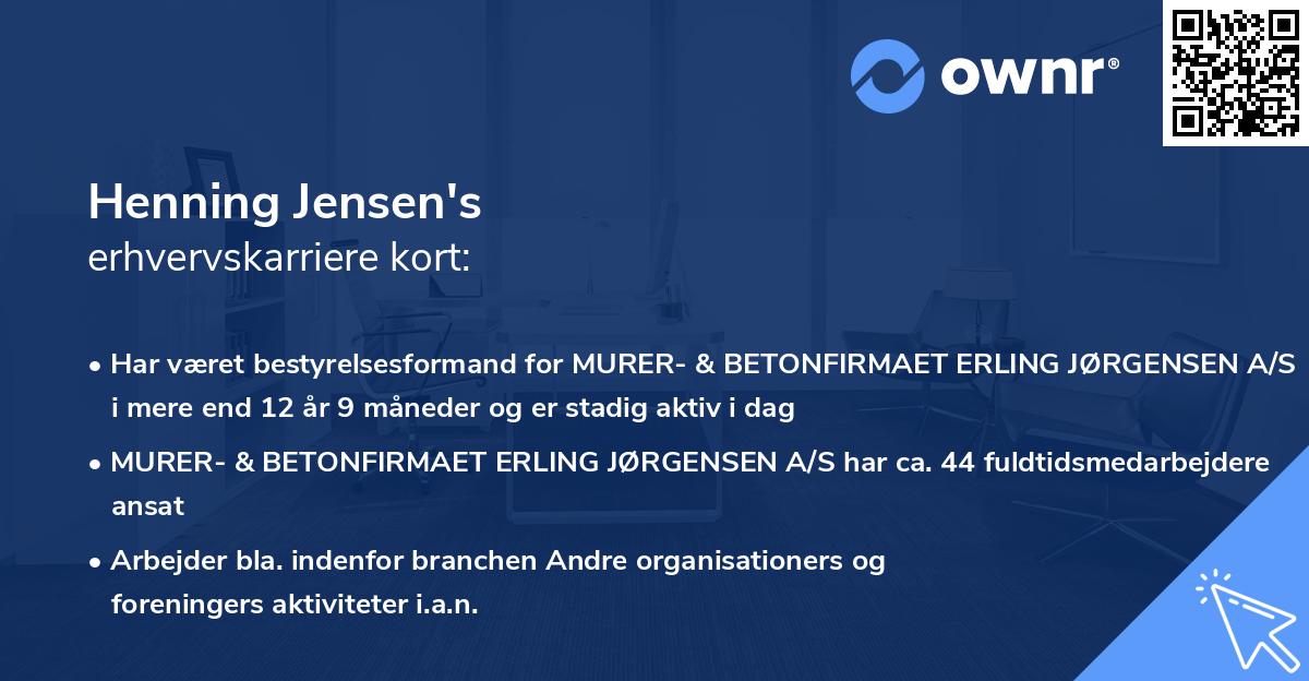 Henning Jensen's erhvervskarriere kort