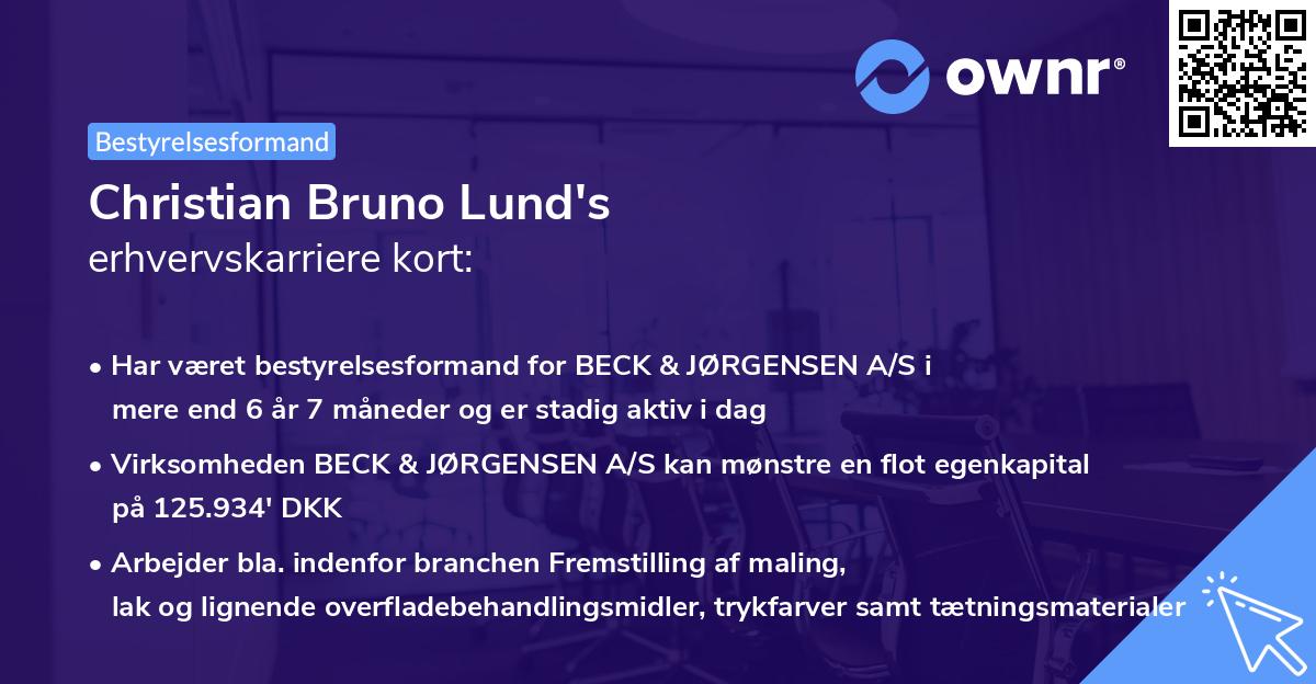 Christian Bruno Lund's erhvervskarriere kort