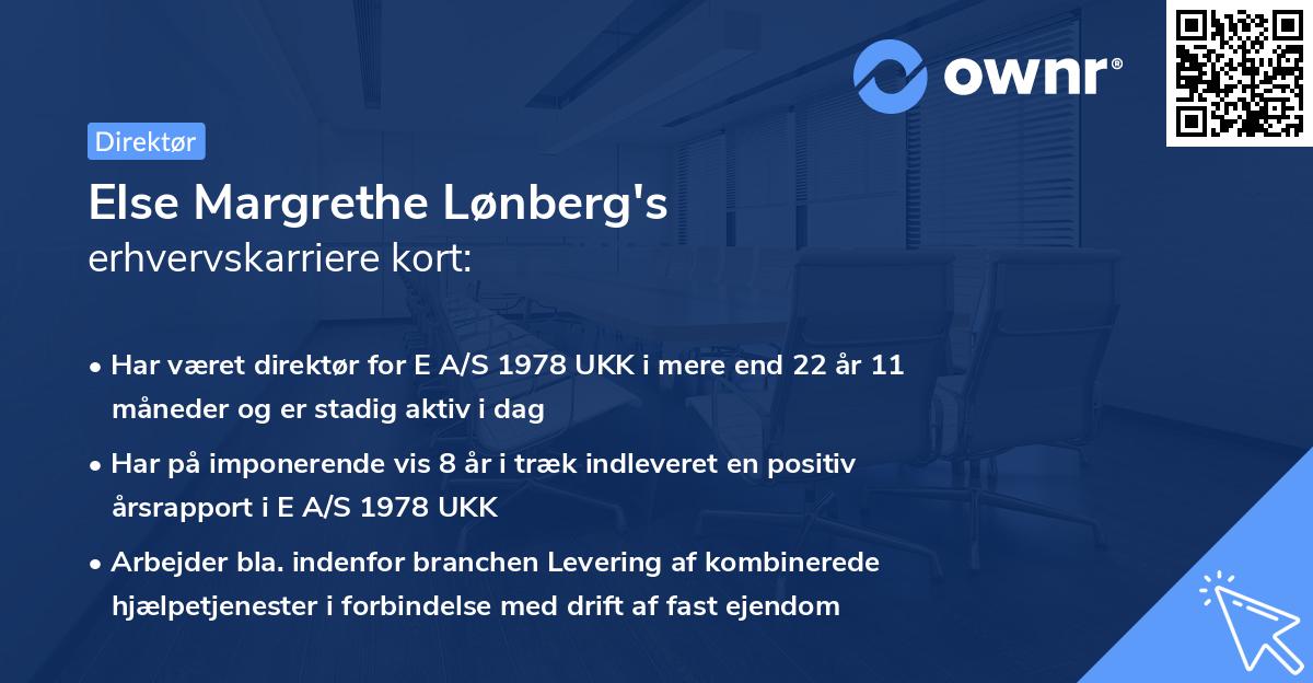 Else Margrethe Lønberg's erhvervskarriere kort