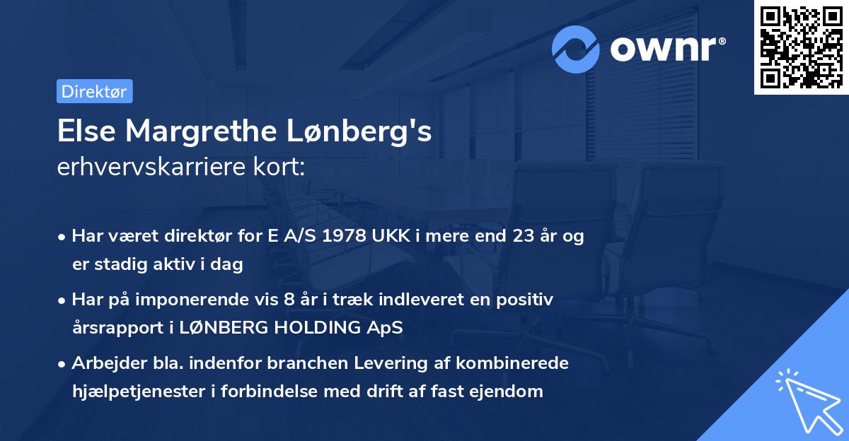 Else Margrethe Lønberg's erhvervskarriere kort