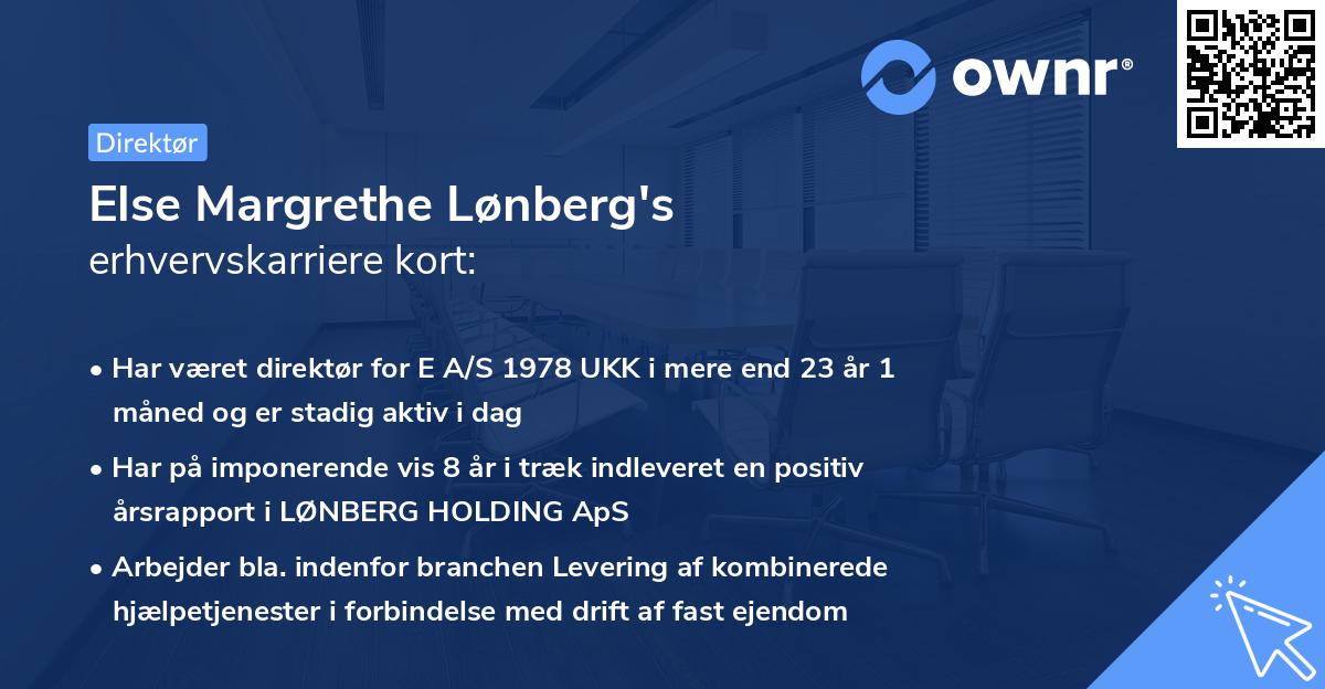 Else Margrethe Lønberg's erhvervskarriere kort