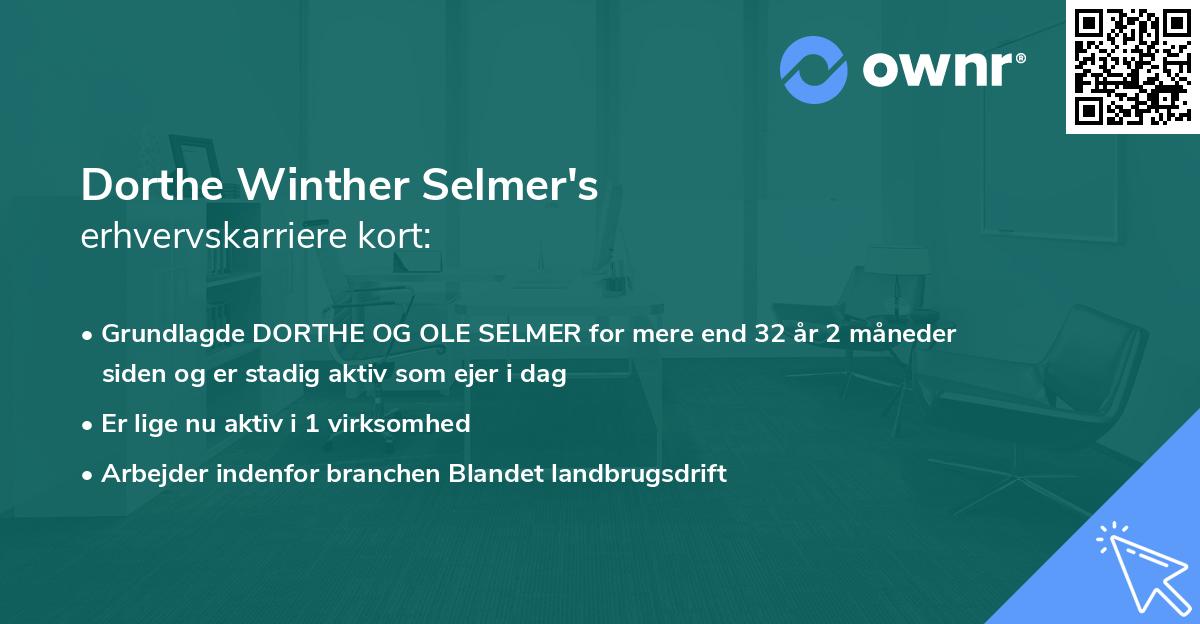 Dorthe Winther Selmer's erhvervskarriere kort