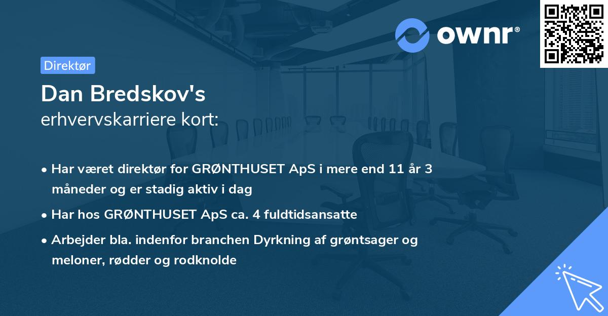 Dan Bredskov's erhvervskarriere kort