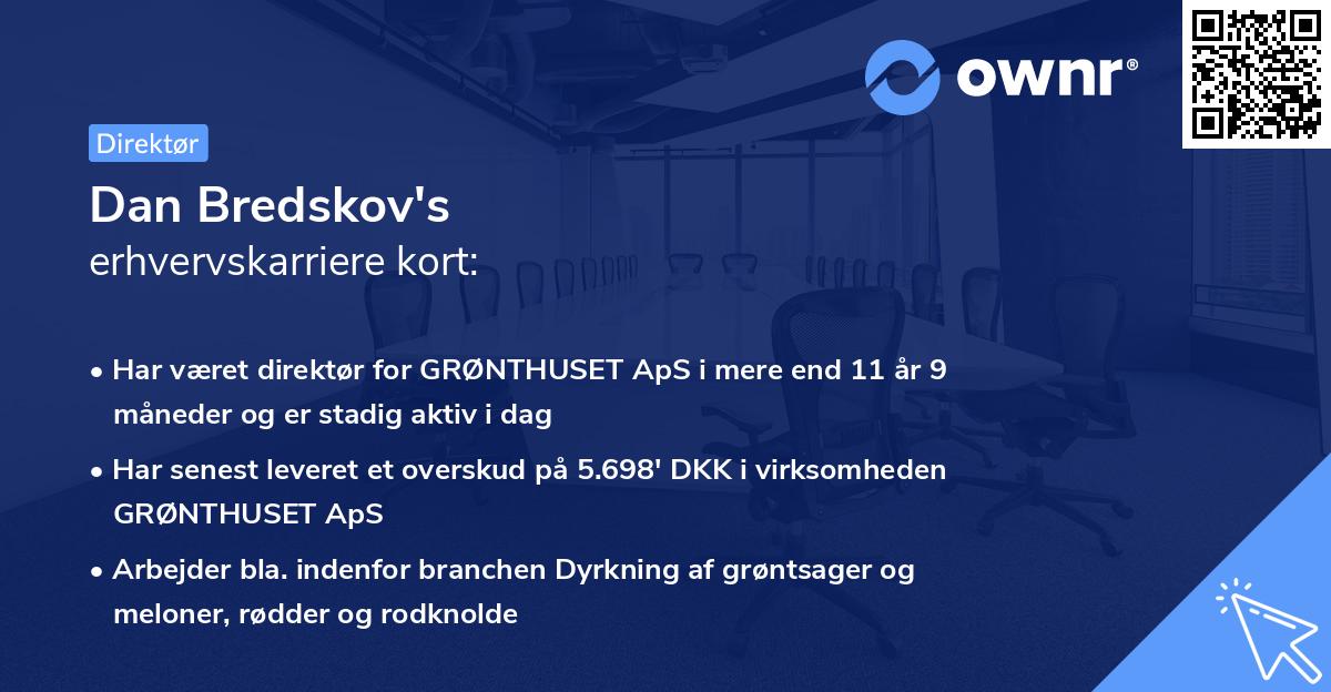 Dan Bredskov's erhvervskarriere kort