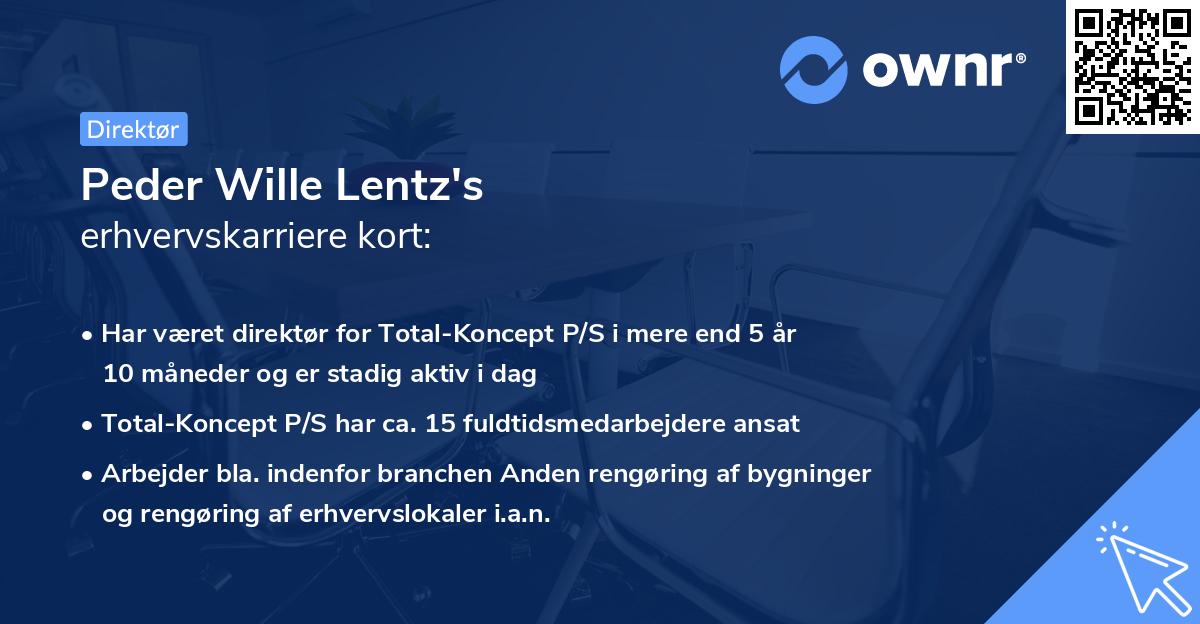 Peder Wille Lentz's erhvervskarriere kort