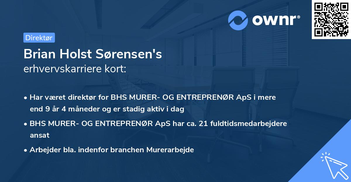 Brian Holst Sørensen's erhvervskarriere kort
