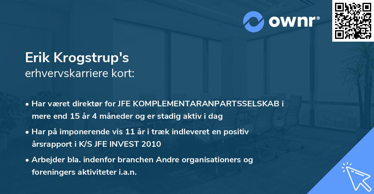 Erik Krogstrup's erhvervskarriere kort