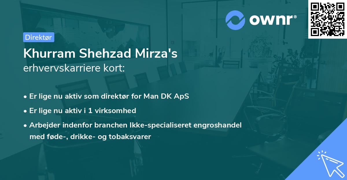 Khurram Shehzad Mirza's erhvervskarriere kort