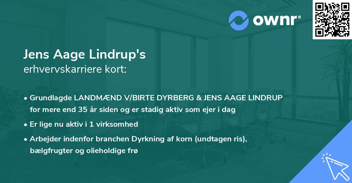Jens Aage Lindrup's erhvervskarriere kort