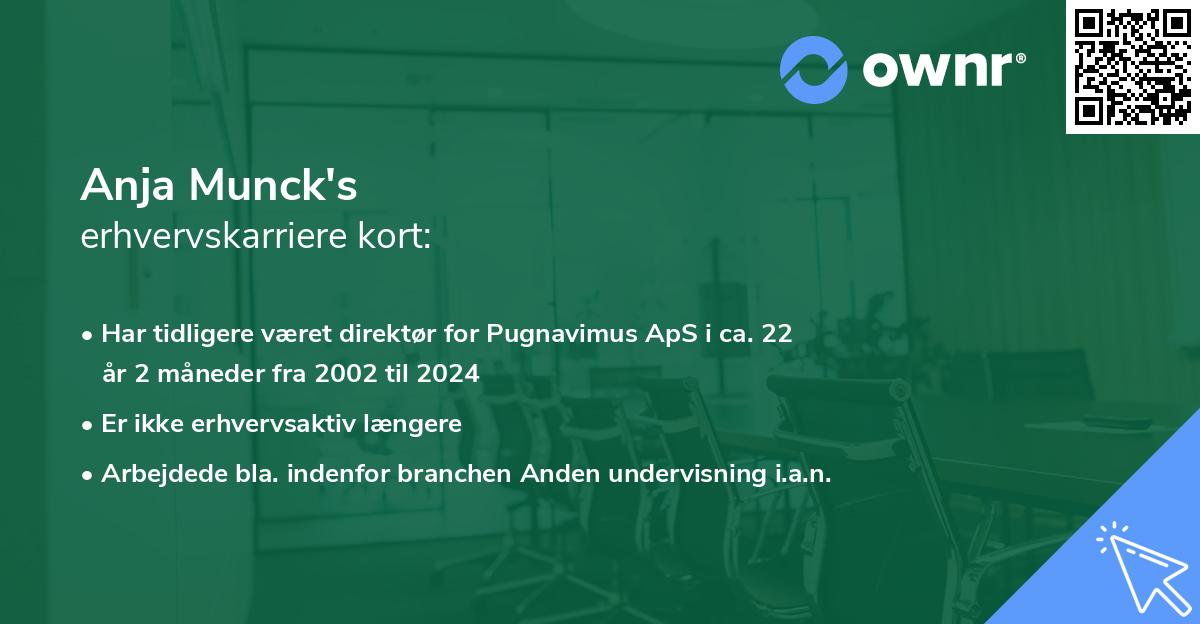 Anja Munck's erhvervskarriere kort