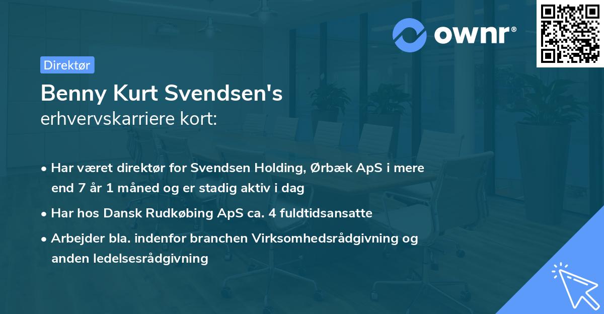 Benny Kurt Svendsen's erhvervskarriere kort