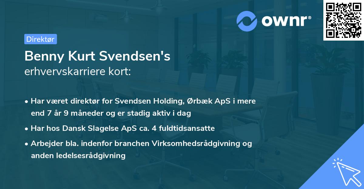 Benny Kurt Svendsen's erhvervskarriere kort