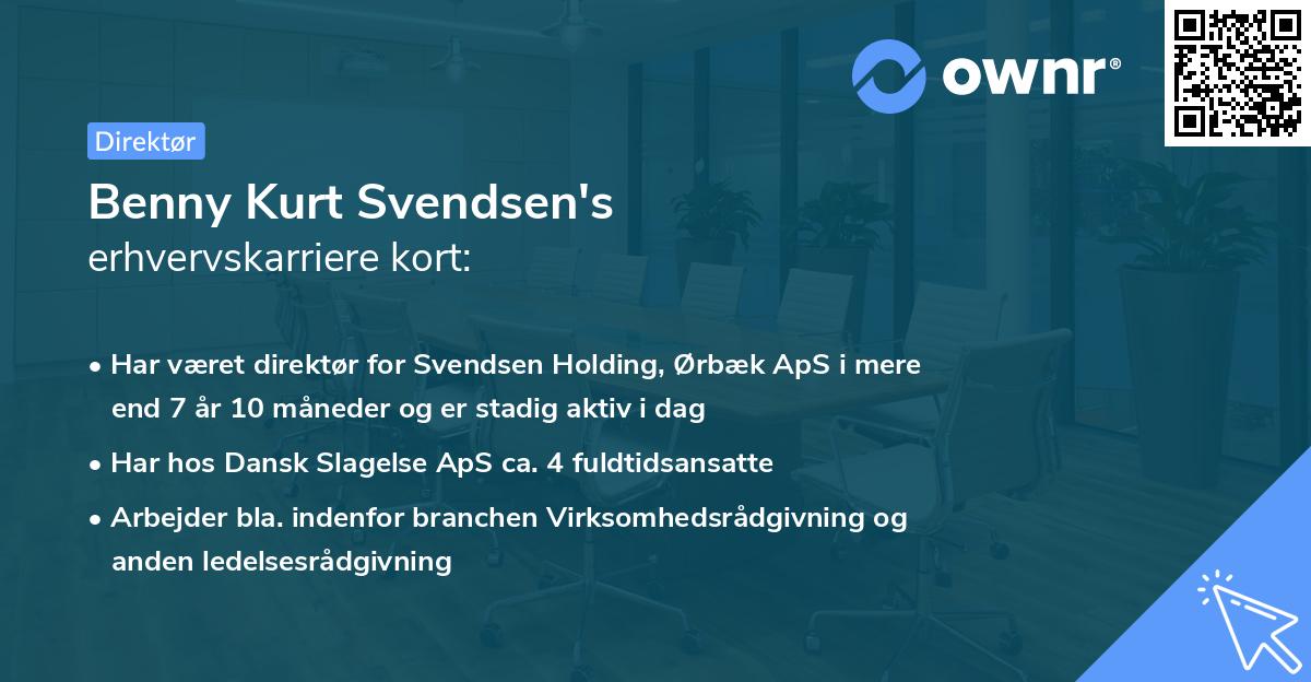 Benny Kurt Svendsen's erhvervskarriere kort