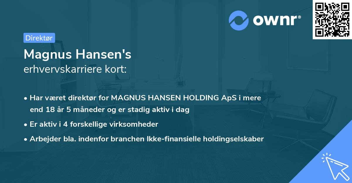 Magnus Hansen's erhvervskarriere kort