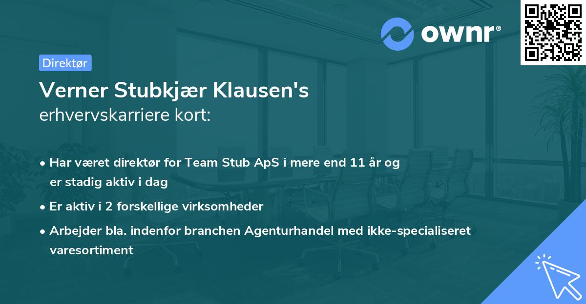 Verner Stubkjær Klausen's erhvervskarriere kort