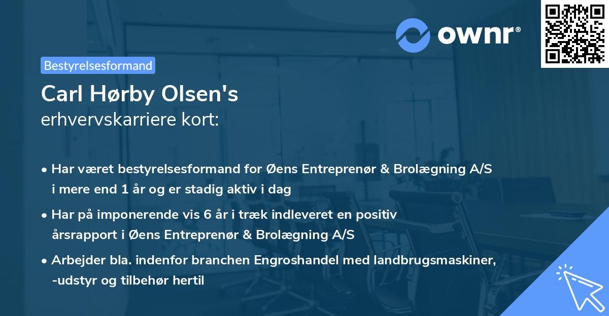 Carl Hørby Olsen's erhvervskarriere kort