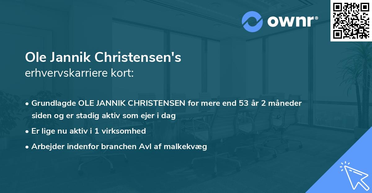 Ole Jannik Christensen's erhvervskarriere kort