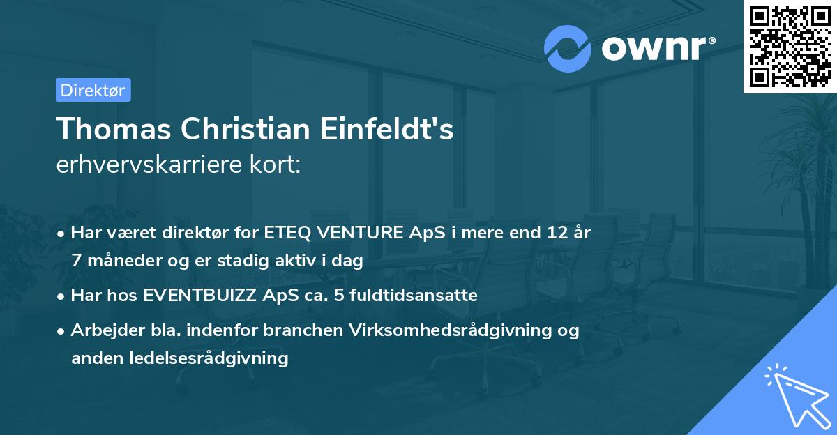 Thomas Christian Einfeldt's erhvervskarriere kort