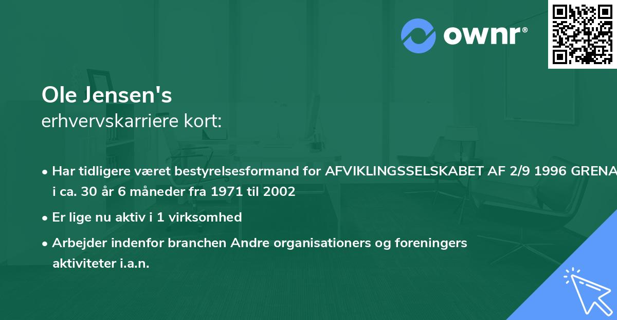 Ole Jensen's erhvervskarriere kort