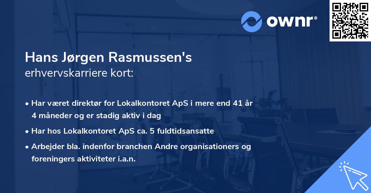 Hans Jørgen Rasmussen's erhvervskarriere kort