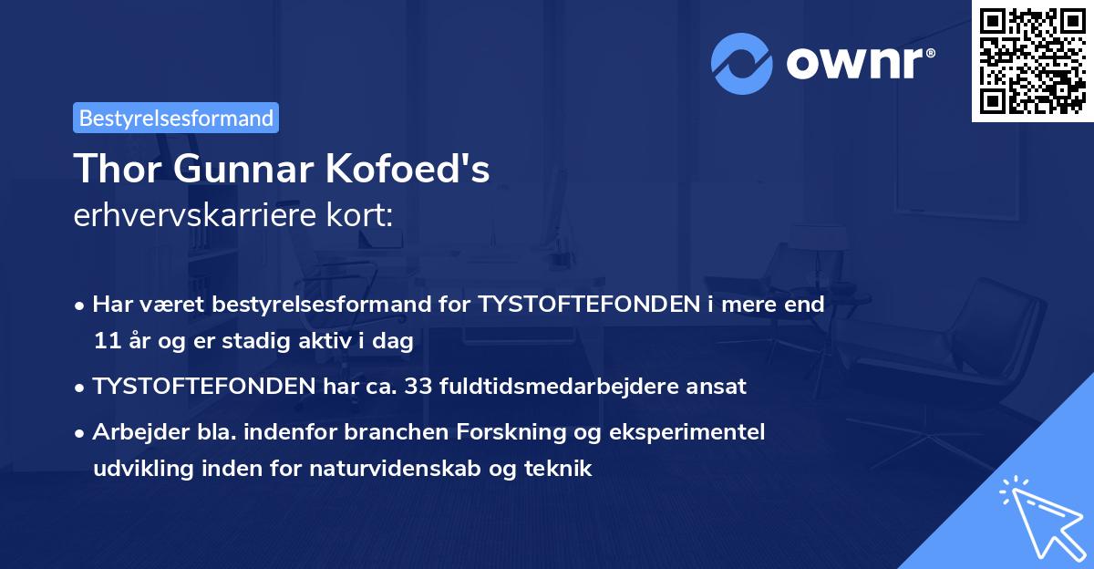 Thor Gunnar Kofoed's erhvervskarriere kort