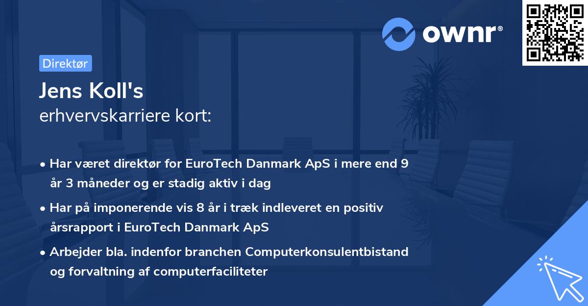 Jens Koll's erhvervskarriere kort