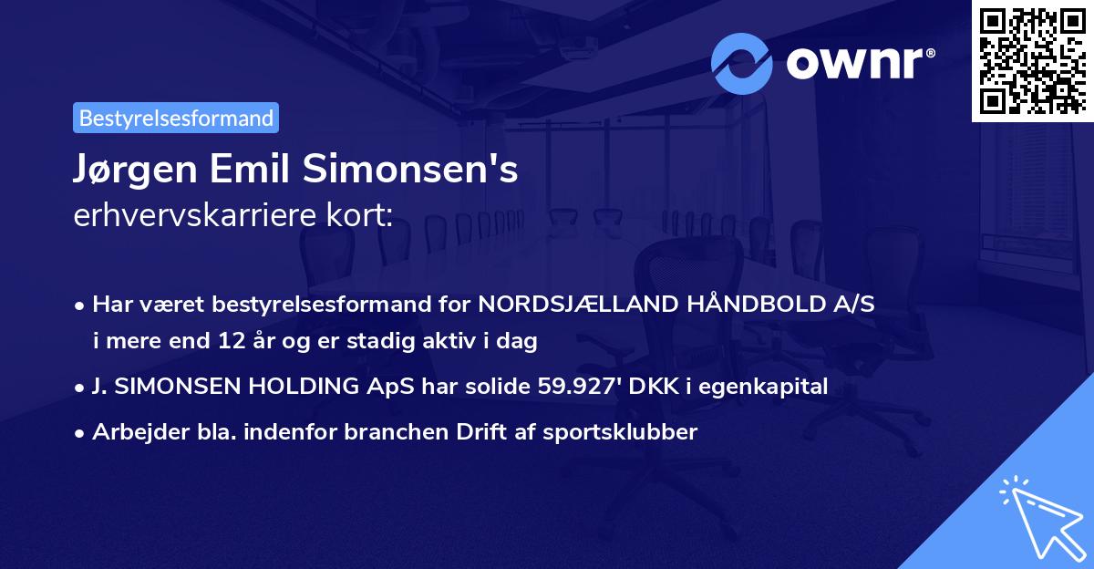 Jørgen Emil Simonsen's erhvervskarriere kort