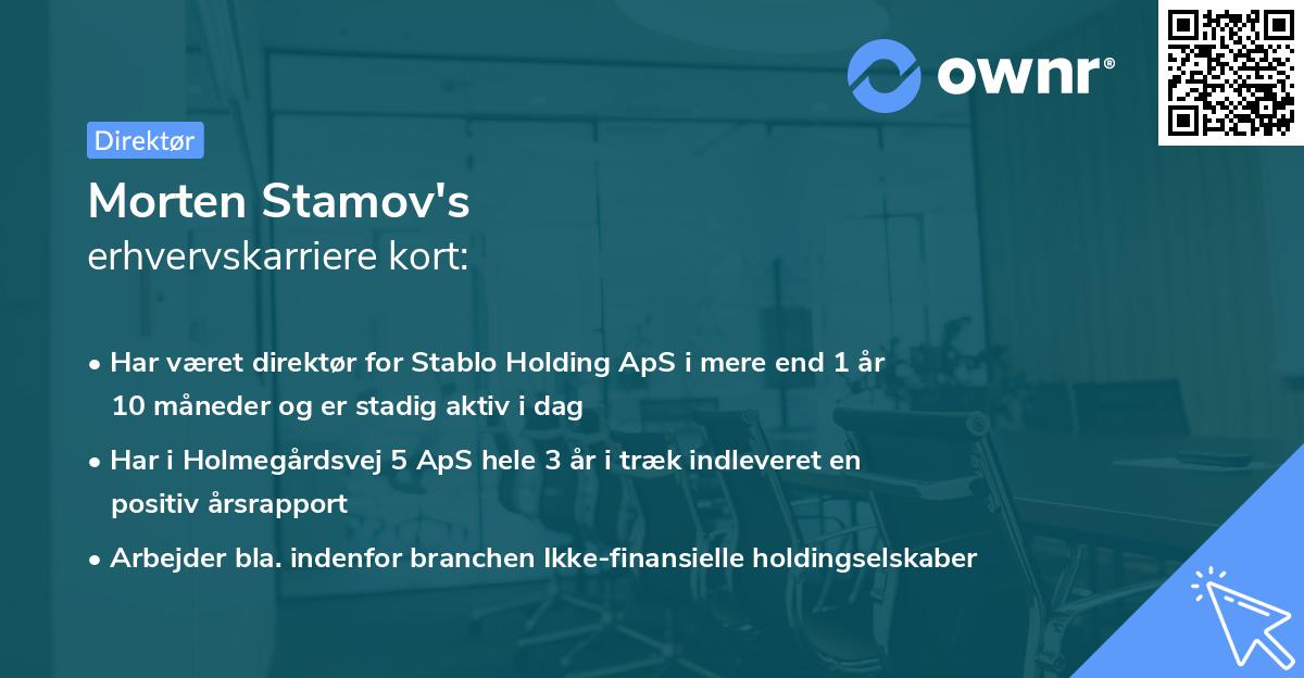 Morten Stamov's erhvervskarriere kort