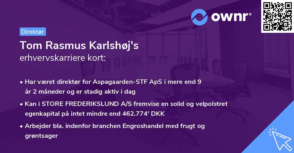 Tom Rasmus Karlshøj's erhvervskarriere kort