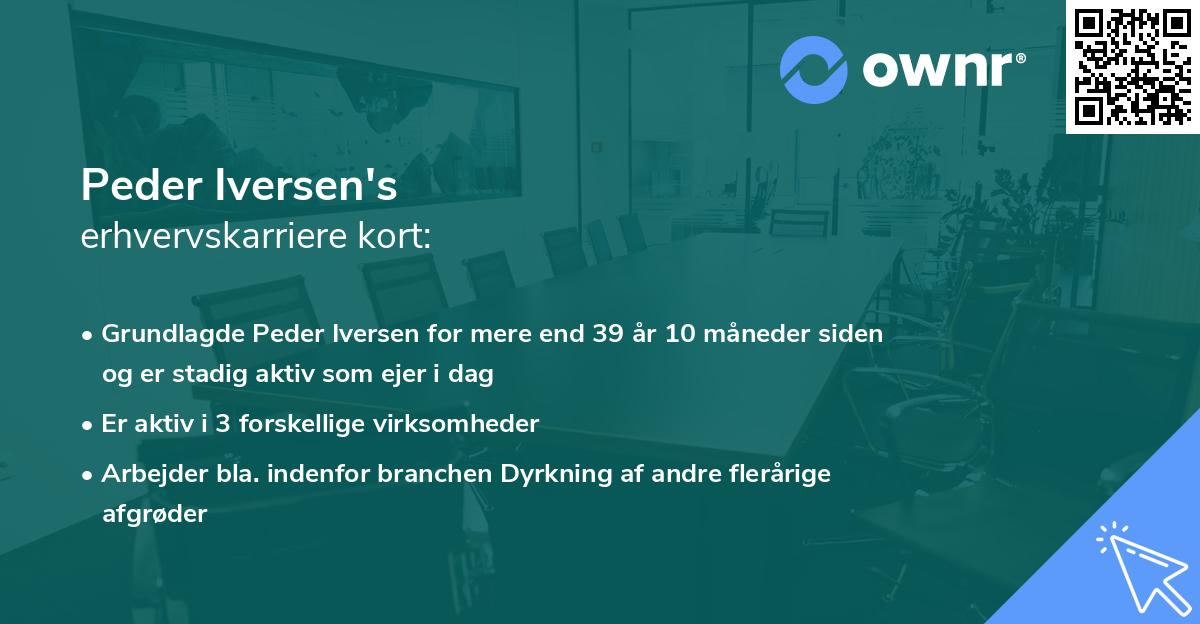 Peder Iversen's erhvervskarriere kort